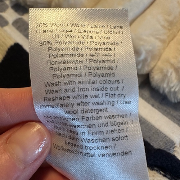 Part Two Wool Classic Striped Crew Neck Sweater - Navy and Cream - Picture 8 of 12